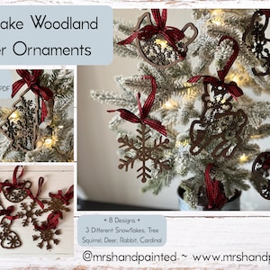 Digital Cut File - Laser Cut Ornament - Snowflake Critters Ornaments Bundle