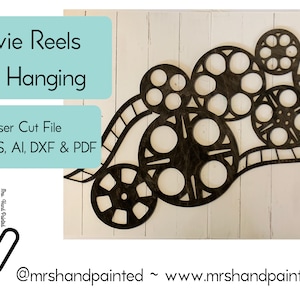 Laser Cut File - Retro Movie Theater - Movie Film Reels Wall Hanging Decoration - DIGITAL Download svg, pdf, eps, dxf, ai files