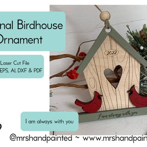 Digital Cut File - Laser Cut Ornament - Cardinal Birdhouse