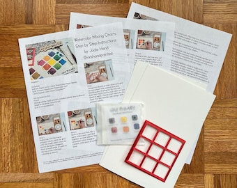 Watercolor Kit - Watercolor Mixing Charts - Paint, Paper and Step by Step Instructions