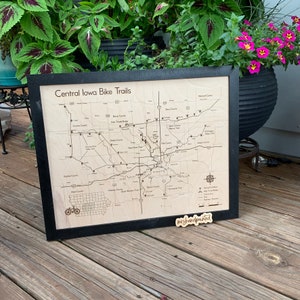 Central Iowa Bike Trails Karte - Lasergravur Wandbehang