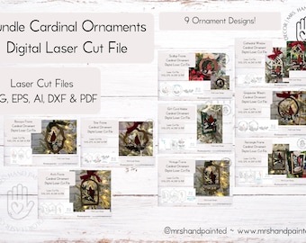 Digital Cut File - Cardinal Ornament Bundle