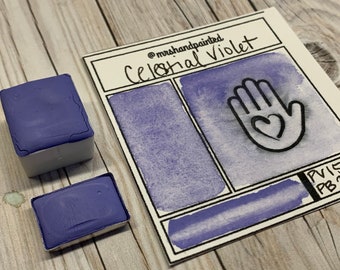 Handmade Watercolor Paints - CELESTIAL VIOLET - Artisan Paints - Supernova Set Singles, Half Pans Matte Watercolor, Lavender