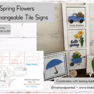 Digital Laser Cut File - Spring Flowers Interchangeable Sign Tiles
