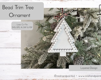 Digital Cut File - Laser Cut Faux Bead Trim Tree Ornament