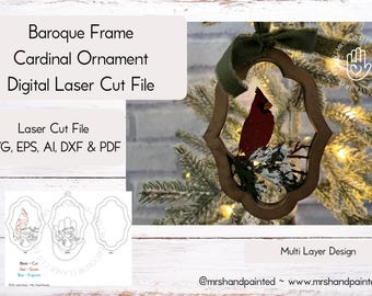 Digital Cut File - Baroque Frame Cardinal Ornament