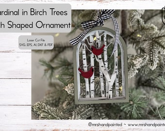 Digital Schnittdatei - Laser Cut Ornament - Kardinal-Birken-Bäume