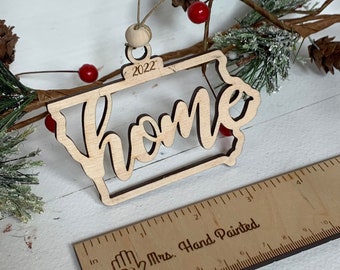 Iowa "home" State Ornament- Laser Cut Wood