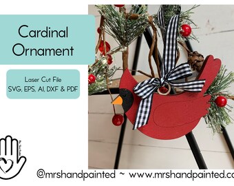 Digital Cut File - Laser Cut Ornament - Cardinal