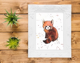 Aquarell Roter Panda - Digitale Reproduktion - Druckbarer Kunstdruck, Kinderzimmer Wandkunst, Geschenk zur Geburt