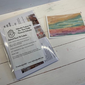 Watercolor Postcard Landscape Kit - ABSTRACT BEACH - Paint, Paper and Step by Step Instructions