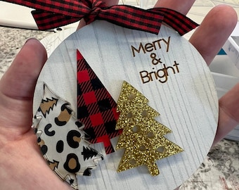 Cheetah & Plaid Trees Christmas Ornament