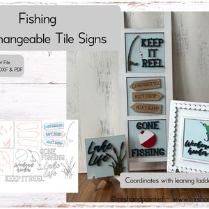Digital Laser Cut File - Fishing Interchangeable Sign Tiles