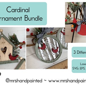 Digital Cut File - Laser Cut Ornament - Cardinal Ornaments Bundle