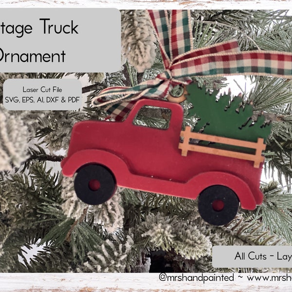 Digital Cut File - Laser Cut Ornament - Vintage Truck