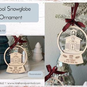 Digital Cut File - Laser Cut Ornament - School Snowglobe