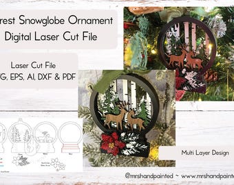 Digital Cut File - Forest Snow Globe Ornament