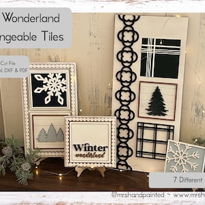Laser Cut File - Winter Wonderland Ladder Tiles - Interchangeable Signs - Digital Download