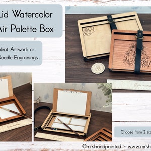 Slide Lid Watercolor Plein Air Palette Box - Laser Engraved Wood