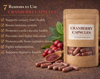 Cranberry Herbal Capsules 60 Count | Vaccinium Macrocarpon Botanical Capsules | Traditional Herbal Preparation