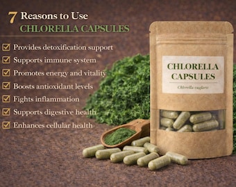 Chlorella Extract 500mg | Chlorella Vulgaris Capsules | Botanical Supplement | 60 Capsules