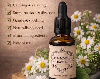 Chamomile Herbal Tincture | Alcohol Extract | Chamomile Flowers | Small Batch Herbal | Green Embassy 1999