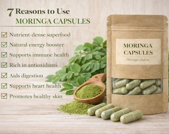 Moringa Extract 500mg | Moringa Oleifera Herbal Capsules | Botanical Supplement | 60 Capsules