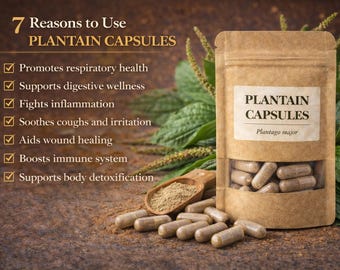 Extracto de llantén 500 mg / Cápsulas de Plantago Major / Suplemento botánico / 60 cápsulas