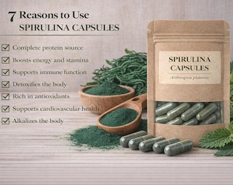 Spirulina Herbal Capsules 60 Count | Arthrospira Platensis Botanical Capsules | Traditional Herbal Preparation