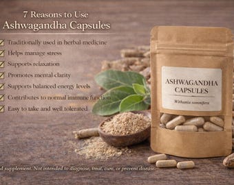 Ashwagandha Herbal Capsules 60 Count | Withania Somnifera Botanical Capsules | Traditional Herbal Preparation