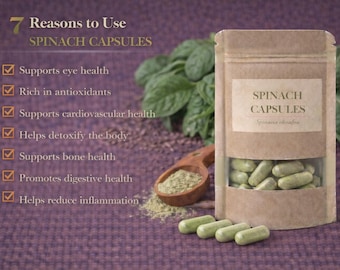 Spinach Extract 500mg | Spinacia Oleracea Herbal Capsules | Botanical Supplement | 60 Capsules