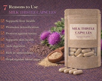 Milk Thistle Extract 500mg | Silybum Marianum Herbal Capsules | Botanical Supplement | 60 Capsules