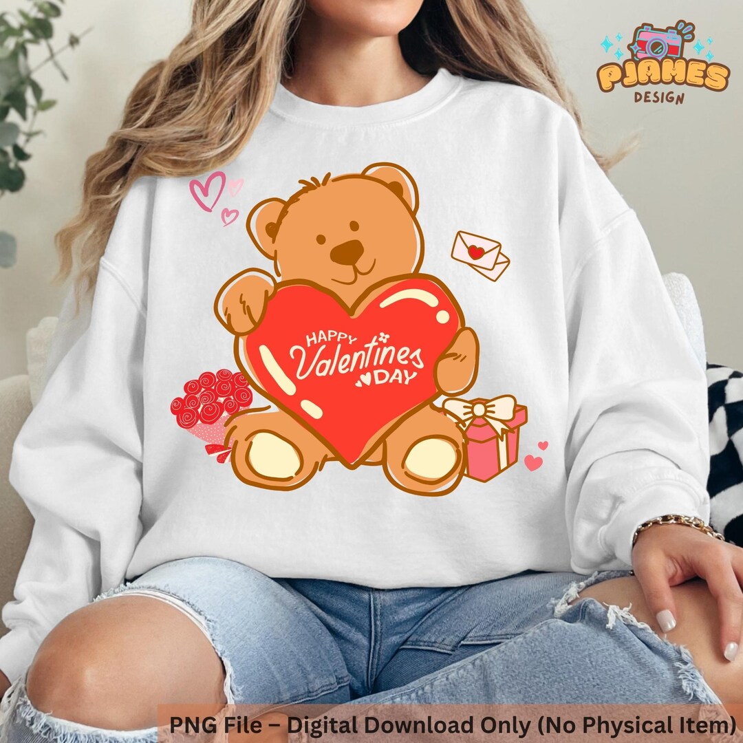 Cute Teddy Bear Valentine PNG, Happy Valentine’s Day Bear Clipart, Love ...