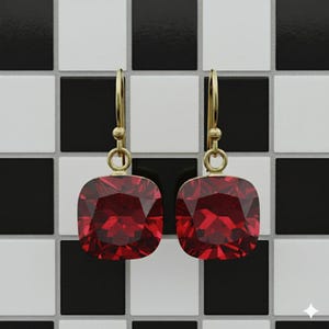 Ruby Sterling Silver Dangle Earrings, July Birthstone