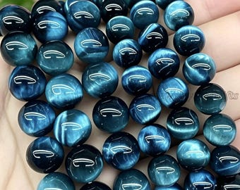 Hilo de cuentas redondas lisas de ojo de tigre multicolor AAAAA+, suministro de piedras preciosas curativas, bricolaje, fabricación de joyas.