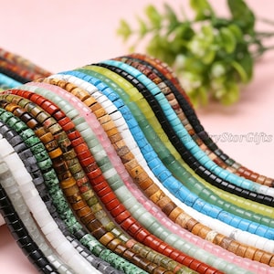 6 x 3 mm Naturstein-Spacer Perlen Strang Versorgung, glatte runde Scheibe Edelstein Perlen, Schmuckherstellung