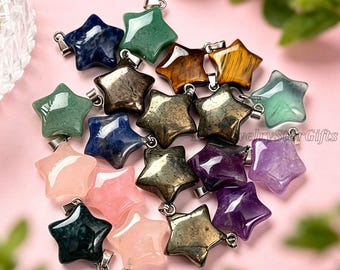1 colgante de estrella de cinco puntas de 20 mm, colgante de piedra semipreciosa natural, joyería DIY, regalo, venta al por mayor