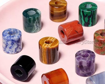2 piezas de cuentas cilíndricas lisas de piedras preciosas de 16 mm, cuentas sueltas con agujero grande de 6 mm, joyería DIY, venta al por mayor