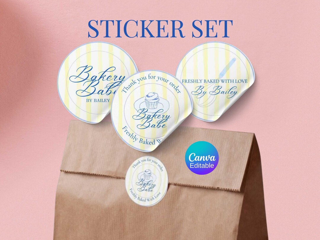 Editable Bakery Stickers Set of 3 Printable Packaging Stickers DIY ...