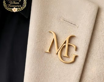 Luxe gepersonaliseerde initiaal broche voor mannen vrouwen, monogram reversspeld, custom pak jaspin cadeau