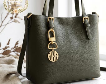 Aangepast logo metalen tasbedel - gepersonaliseerd monogram portemonneelabel - roestvrijstalen sleutelhanger voor vrouwen - minimalistische tasaccessoire - cadeau voor haar