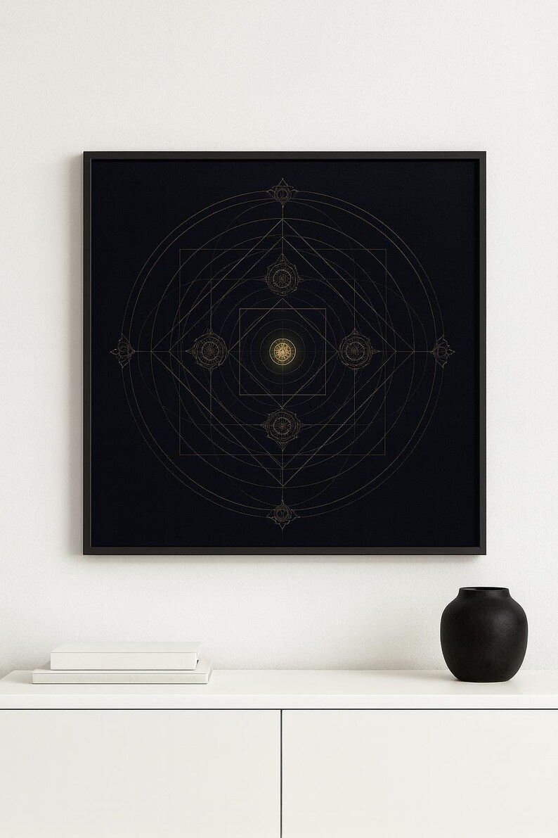 Japanese Sacred Geometry Mandala Wall Art | Esoteric Cosmology Gold on ...