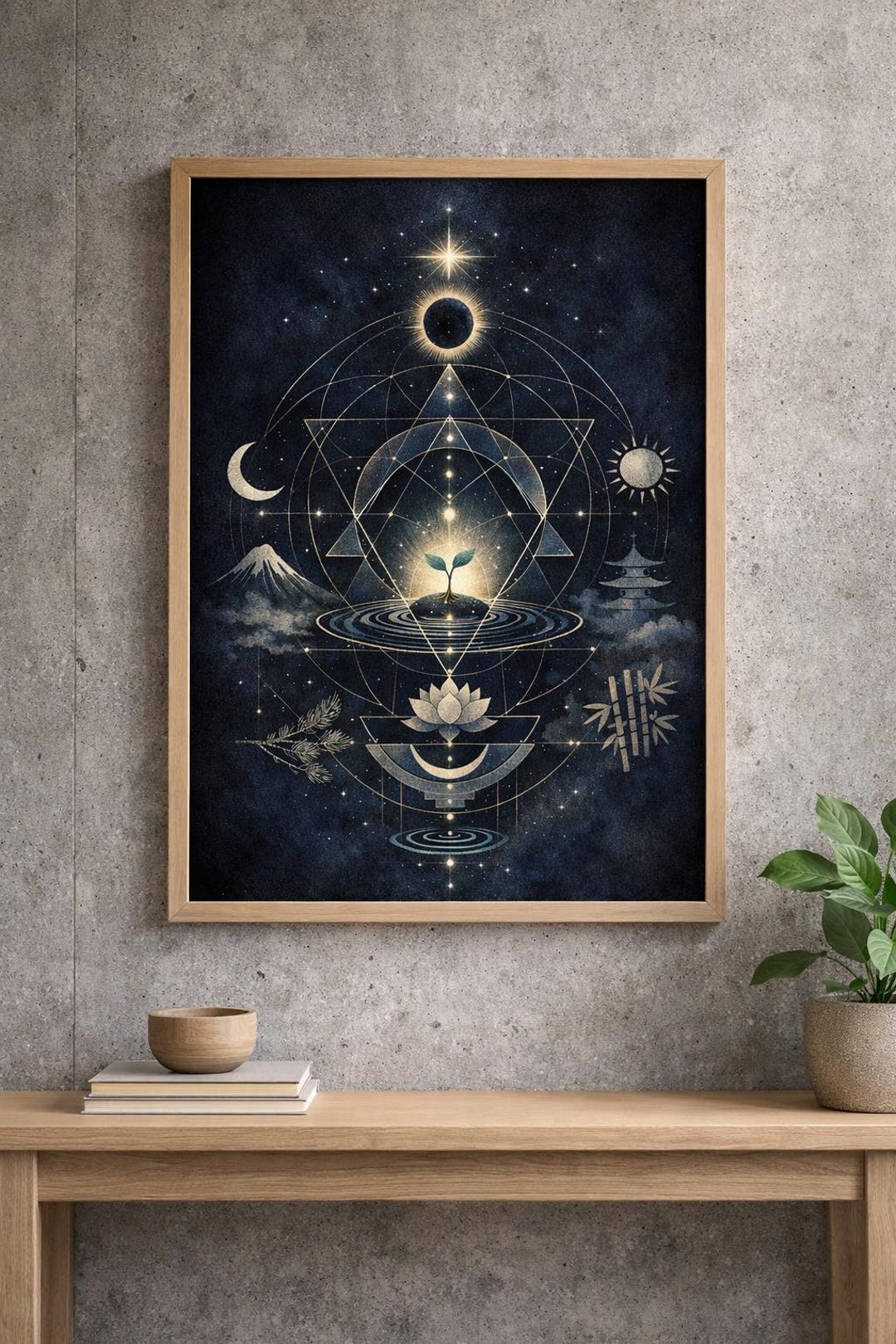 Sacred Geometry Art Print | Japanese Spiritual Wall Art | Rebirth & New ...