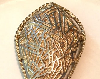 Vintage Sarah Coventry Brooch: Two-Tone Gold & Silver Marquise Pin