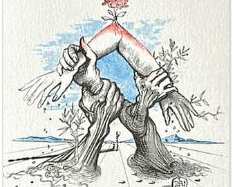RARE 1981 Salvador DALI Artwork United Nations 35TH Anniversary Card WFUNA