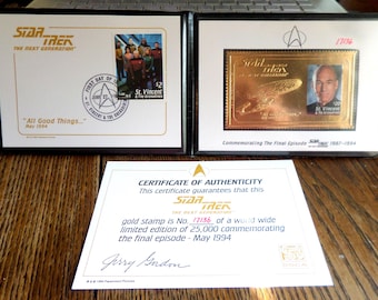 Juego de sellos dorados de Star Trek TNG: Edición limitada de 1994 con certificado de autenticidad