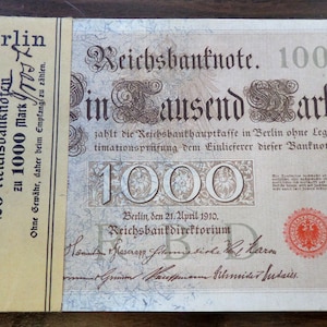 lot of 20 Berlin Bank Empire Imperial Reichsbanknote 1000 Mark Paper Money Consecutive numbered Notes banknotes 1910 UNC
