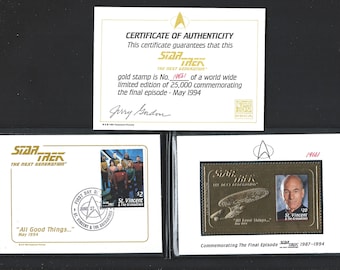 Juego de sellos dorados de Star Trek TNG 1994: edición limitada con certificado de autenticidad