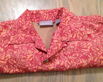 Vintage Hawaiian Shirt Mens Size M: Coral Abstract Print