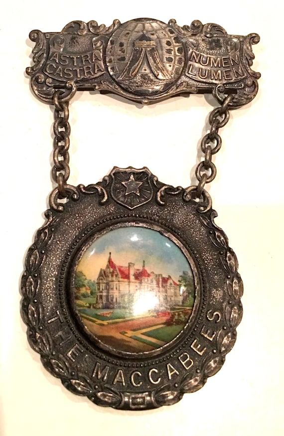 Antique Maccabees Temple Badge Pin Pinback Patent 
